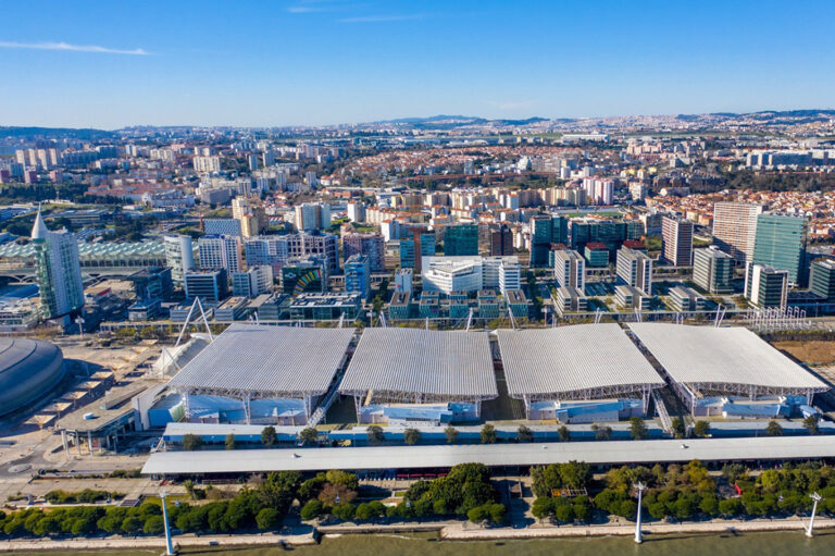 Aerial view Park of Nations in Lisbon