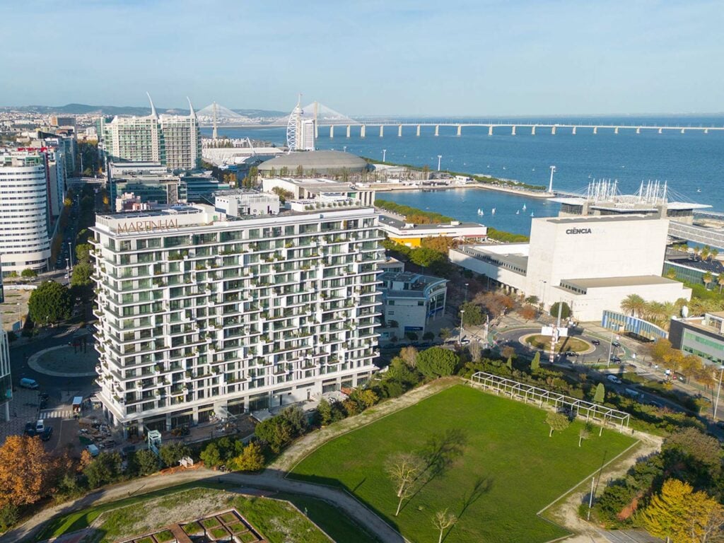 Martinhal Residences and the Vasco da Gama Bridge