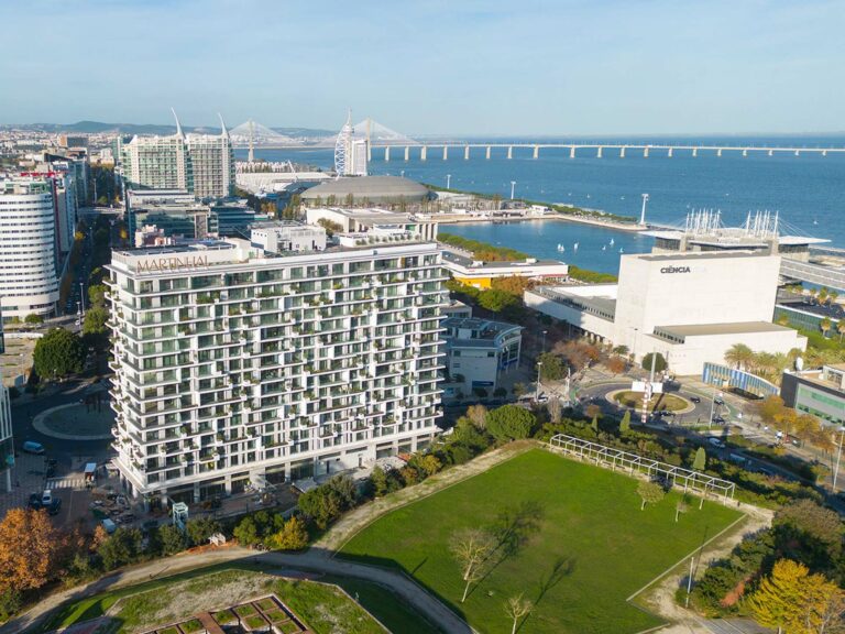 Martinhal Residences and the Vasco da Gama Bridge